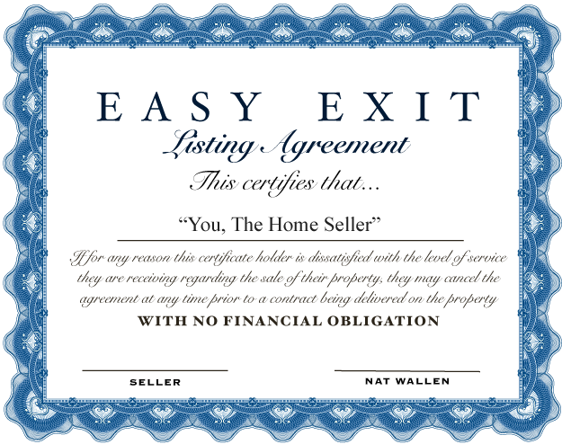 Nat Wallen's Easy Exit Listing Agreement for Charleston SC Home Sellers Nat Wallen's Easy Exit Listing Agreement for Charleston SC Home Sellers